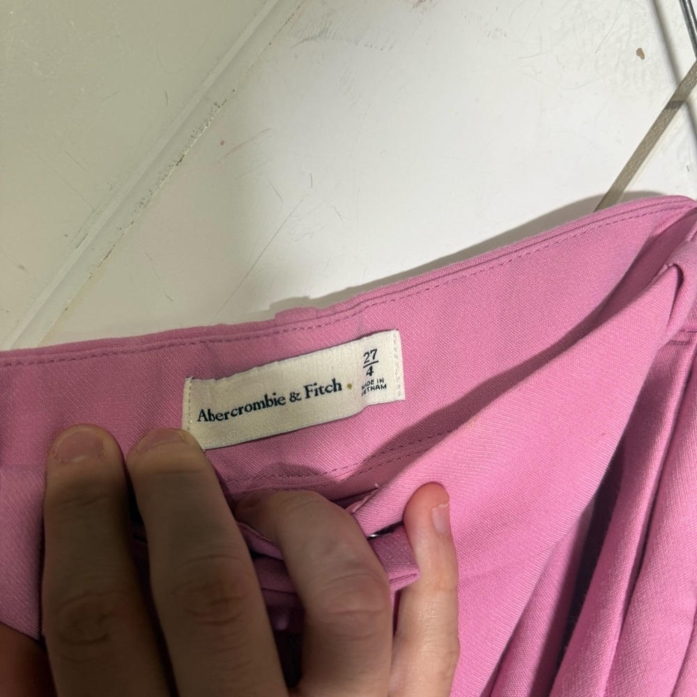 Abercrombie & Fitch Sloane Tailored Wide Leg Pants Pink Pleated Size 4 / 27 - Picture 9 of 11
